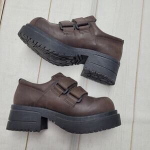 Vintage Lower East side platform chunky brown loafers Y2k creepers